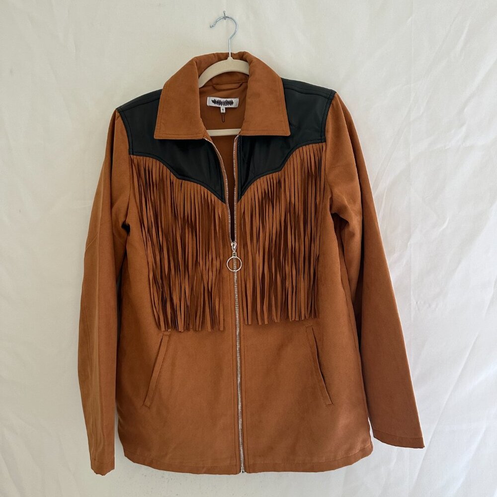 WeWoreWhat Leather Fringe Jacket